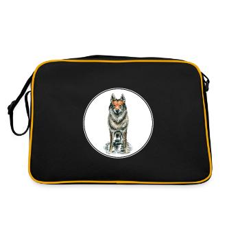 Chien-loup tchécoslovaque Aquarelle Illustratio - Sac Retro - noir/or - Dos