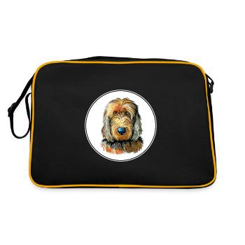 Illustration de l’aquarelle du chien Otterhound - Sac Retro - noir/or - Dos