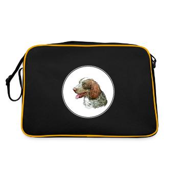 Munsterlander Grande Aquarelle de Chien Illustration - Sac Retro - noir/or - Dos