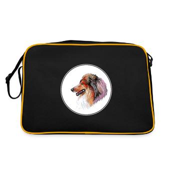 Scotch Collie Dog Aquarelle Sketch Illustration - Sac Retro - noir/or - Dos