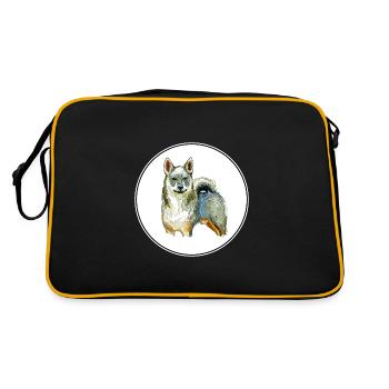 Illustration de l’aquarelle du chien suédois vallhund - Sac Retro - noir/or - Dos