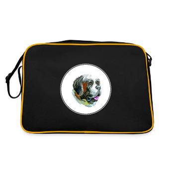 Illustration de l’aquarelle du chien St Bernard - Sac Retro - noir/or - Dos