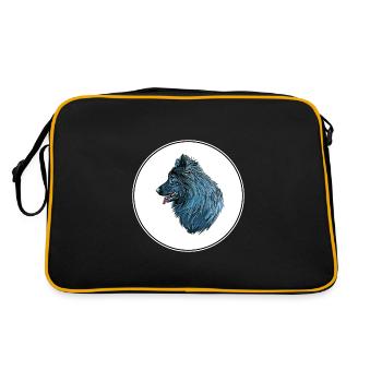 Illustration de l’aquarelle du chien lapphund suédois - Sac Retro - noir/or - Dos
