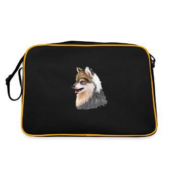 Alaskan Klee Kai Dog Watercolor Illustration - Retro Bag - black/gold - Back