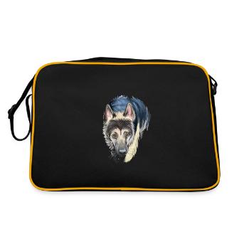 Illustration de l’aquarelle de chien de berger d’Europe de l’Est - Sac Retro - noir/or - Dos