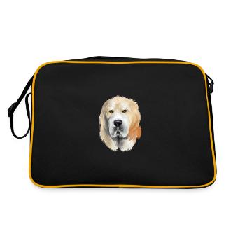 Illustration de l’aquarelle de chien de berger d’Asie centrale - Sac Retro - noir/or - Dos