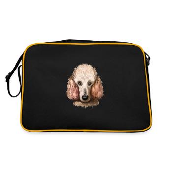 Caniche Chien Aquarelle Peinture Illustration - Sac Retro - noir/or - Dos
