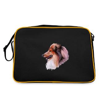 Scotch Collie Dog Aquarelle Sketch Illustration - Sac Retro - noir/or - Dos