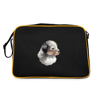 Shetland Sheepdog Dog Aquarelle Illustration - Sac Retro - noir/or - Dos