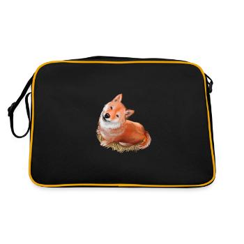 Shiba Inu Illustration d’aquarelle de chien japonais - Sac Retro - noir/or - Dos