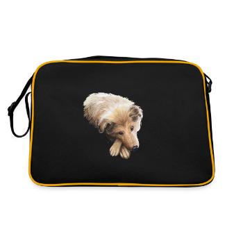Scotch Collie Dog Aquarelle Sketch Illustration - Sac Retro - noir/or - Dos