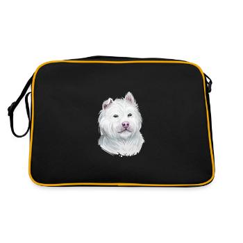Xiasi Hund Aquarell Farbe Illustration - Retro Tasche - Schwarz/Gold - Hinten