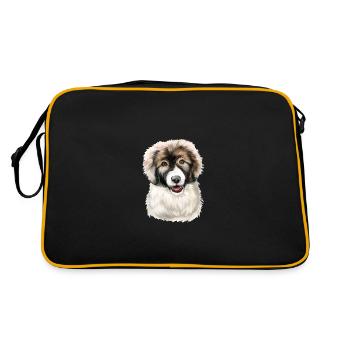 Carpathian Shepherd Puppy Dog Watercolor Illustrat - Retro Bag - black/gold - Back
