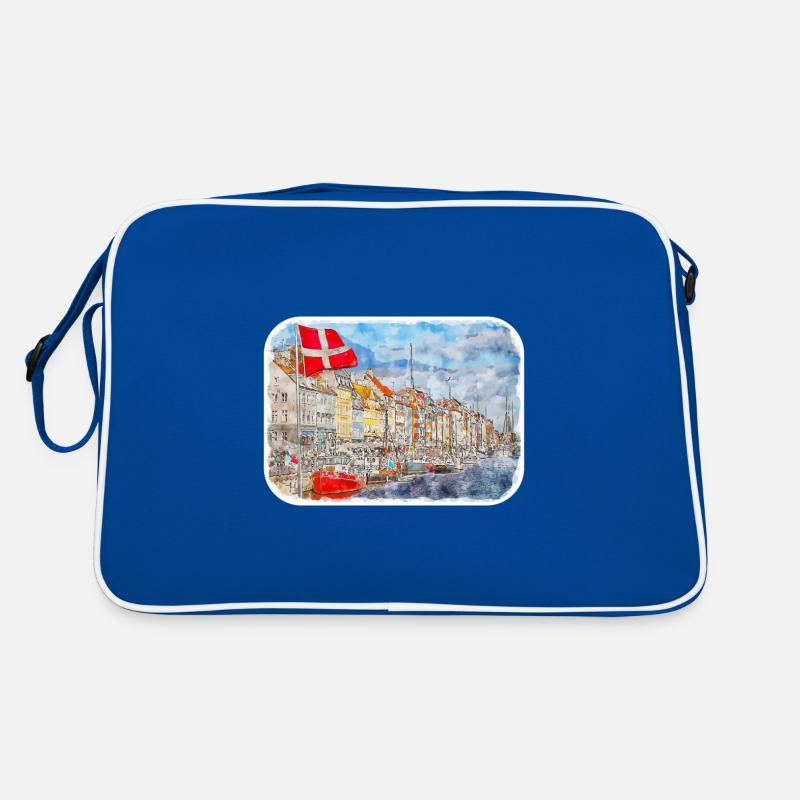 Copenhague Danemark Aquarelle Sketch Illustration Sac Retro