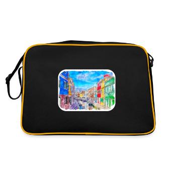 Venise Italie Aquarelle Esquisse Illustration - Sac Retro - noir/or - Dos