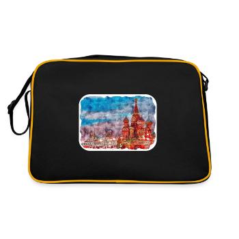 Moscow Russia Watercolor Sketch Drawn Painting - Retro Bag - black/gold - Back