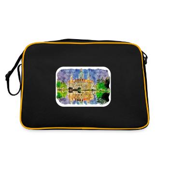 Dhaka Bangladesh Watercolor Sketch Drawn Illustrat - Retro Bag - black/gold - Back