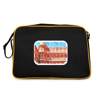 Jaipur Inde Aquarelle Esquisse Peinture Dessinée - Sac Retro - noir/or - Dos