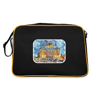 Quebec Kanada Aquarell Skizze gezeichnete Illustration - Retro Tasche - Schwarz/Gold - Hinten