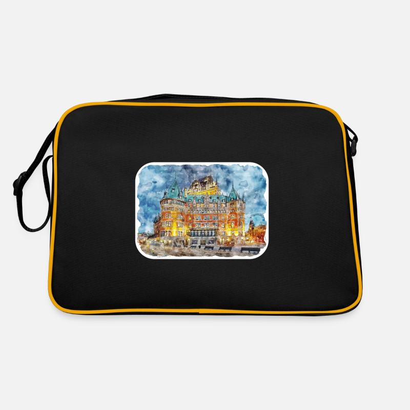 Québec Canada Aquarelle Dessin Dessin Illustration Sac Retro