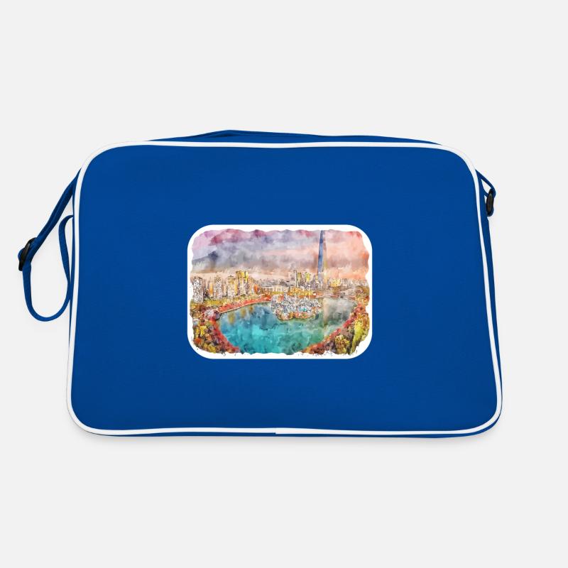 Corée du Sud Point de repère Aquarelle Dessin d’esquisse Sac Retro