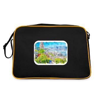 Quebec Kanada Aquarell Skizze gezeichnete Illustration - Retro Tasche - Schwarz/Gold - Hinten