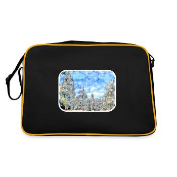 Madrid Espagne Aquarelle Esquisse Dessinée Peinture - Sac Retro - noir/or - Dos