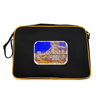 Budapest Ungarn Aquarell Skizze Illustration - Retro Tasche - Schwarz/Gold - Hinten