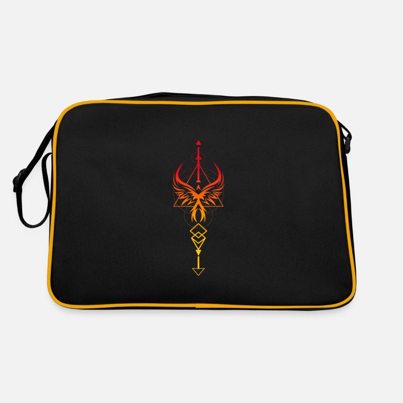 Vertikales Symbol Phönix Walküre - Retro Tasche - Schwarz/Gold