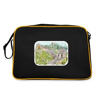 Beijing Chine Aquarelle Esquisse Dessin Dessiné - Sac Retro - noir/or - Dos