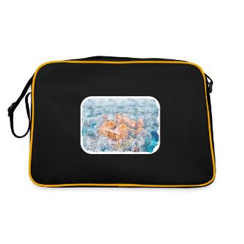 Lithuania Landmark Watercolor Sketch Illustration - Retro Bag - black/gold - Back