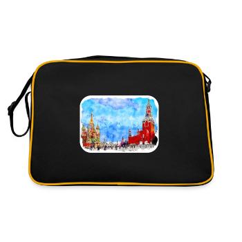 Moscow Russia Watercolor Sketch Drawn Drawing - Retro Bag - black/gold - Back