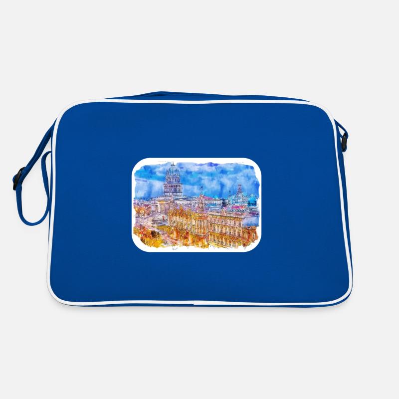 Cuba Aquarelle Esquisse Dessinée à la main Illustration Sac Retro