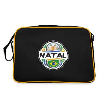 Natal Brazil Flag Badge Travel Souvenir Stamp - Retro Bag - black/gold - Back