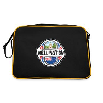 Wellington Drapeau de nouvelle-Zélande Badge souvenir de voyage - Sac Retro - noir/or - Dos