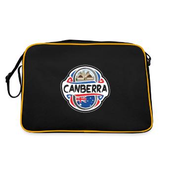 Canberra Australien Flagge Reise Souvenir Abzeichen Stam - Retro Tasche - Schwarz/Gold - Hinten