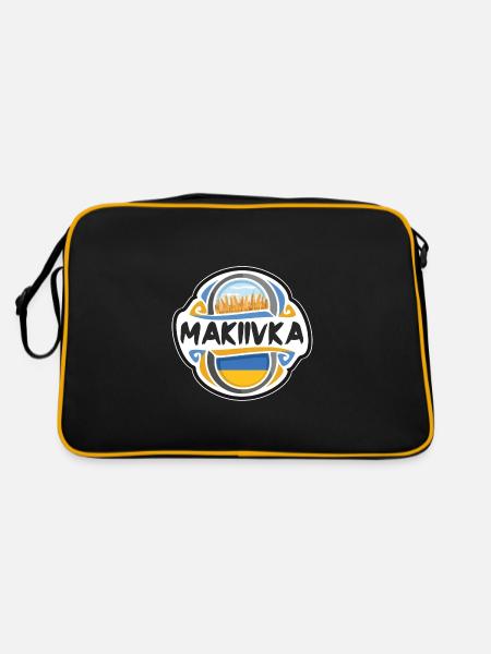 Makiivka Ukraine Flagge Abzeichen Reise Souvenir Stempel - Retro Tasche - Schwarz/Gold