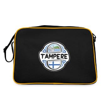 Tampere Finland Flag Badge Travel Souvenir Stamp - Retro Bag - black/gold - Back