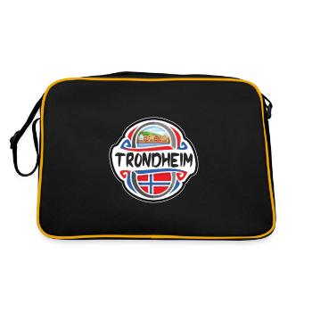 Trondheim Norway Flag Badge Travel Souvenir Stamp - Retro Bag - black/gold - Back