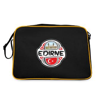 Edirne Turkey Flag Badge Travel Souvenir Stamp - Retro Bag - black/gold - Back