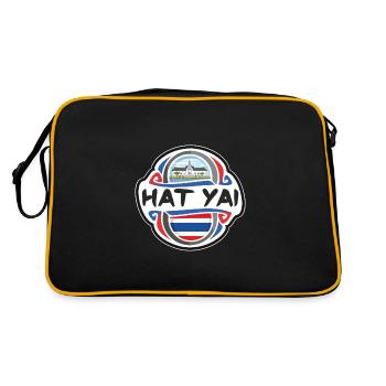 Hat Yai Thailand Flag Badge Travel Souvenir Stamp - Retro Bag - black/gold - Back