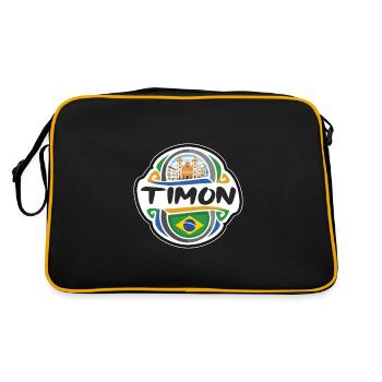 Timon Brazil Flag Badge Travel Souvenir Stamp - Retro Bag - black/gold - Back