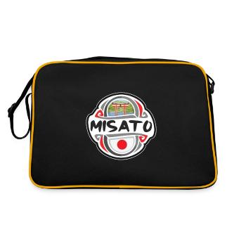 Misato Japon Drapeau Badge Souvenir de Voyage Timbre - Sac Retro - noir/or - Dos