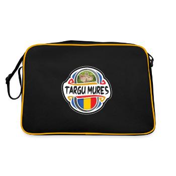 Targu Mures Rumänien Flagge Reise Souvenir Abzeichen Sta - Retro Tasche - Schwarz/Gold - Hinten