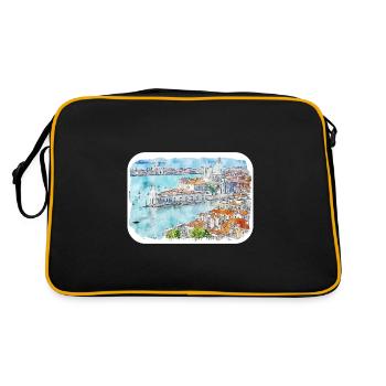Venise Italie Aquarelle Esquisse Illustration - Sac Retro - noir/or - Dos