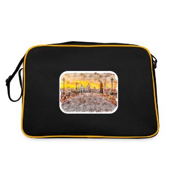 Prague Tchéquie Aquarelle Esquisse - Sac Retro - noir/or - Dos