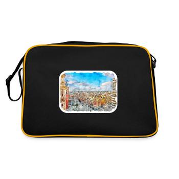 Madrid Espagne Aquarelle Esquisse Peinture Dessin - Sac Retro - noir/or - Dos
