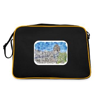 Beijing Chine Aquarelle Esquisse Dessin Dessiné - Sac Retro - noir/or - Dos