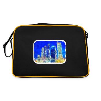 Moscow Russia Watercolor Sketch Drawn Drawing - Retro Bag - black/gold - Back