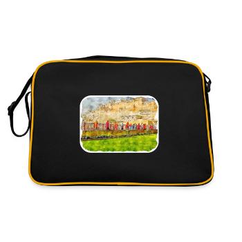 Jaipur Inde Aquarelle Esquisse Peinture Dessinée - Sac Retro - noir/or - Dos